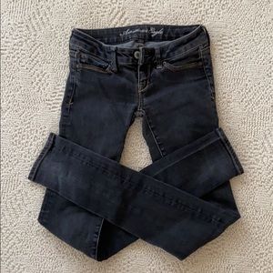 American Eagle super skinny black jeans, size 0